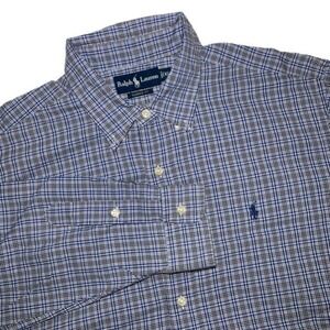 Ralph Lauren Shirt Mens XL Classic Fit Blue Plaid Button Down Long Sleeve Office